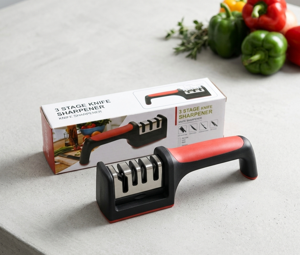 3-Stage Professional Knife Sharpener β Manual Kitchen Knife Sharpening Tool
