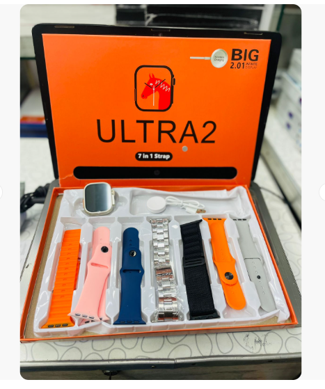 Ultra 2 Smart Watch Big 2.01 Infinite Display 7 in 1 Strap Set with Wireless Charging