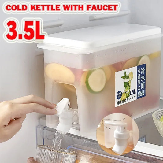 3.5Ltr Cooler Water Bottle Container For Kitchen SPACE-SAVING Cold Kettle with Faucet