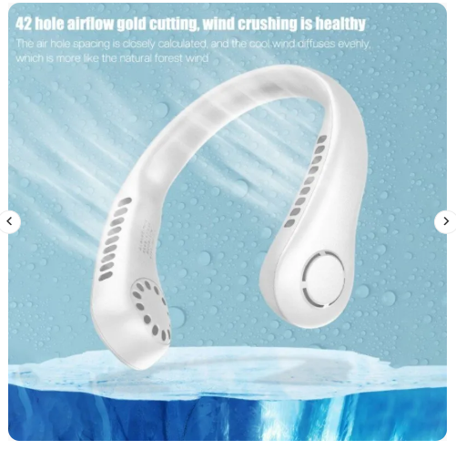 Portable Bladeless Neck Cooler – Hands-Free 360° Airflow USB Rechargeable Neck Fan for Indoor & Outdoor Use