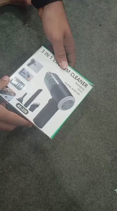 3 in 1 Portable Wireless Vacuum Cleaner – High Power Suction, Air Pump & Duster for Home, Car & Laptop
